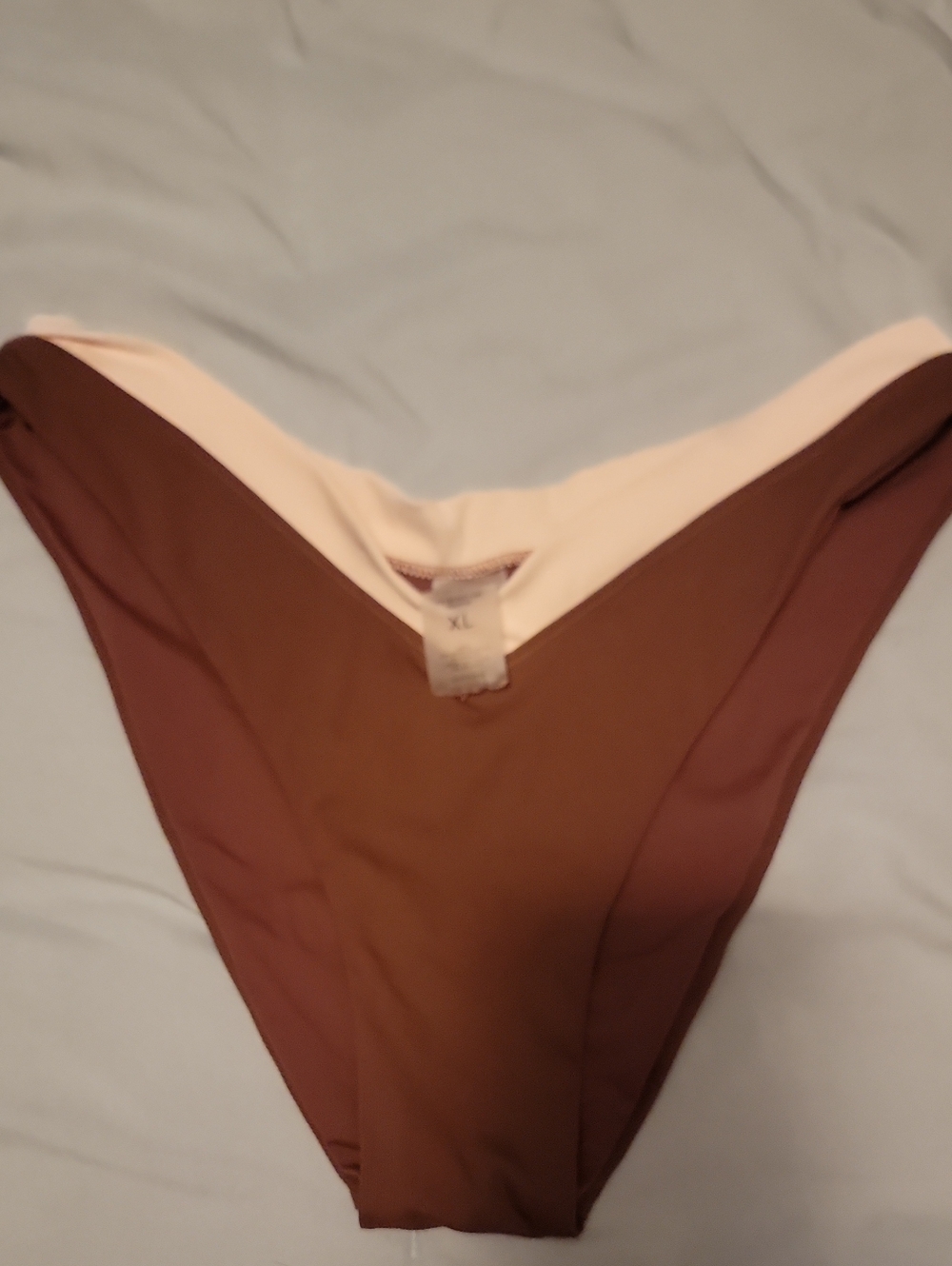 Kittenish Brown and Cream High-Cut Bikini Bottom